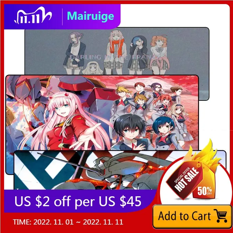 

Mairuige дорогой в franxx с блокировкой края, дополнительный коврик для мыши для настольной грандиозной игровой коврик для мыши, коврик для LOL CSGO Dota...