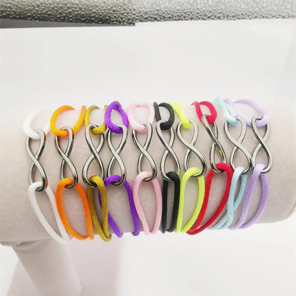 

High Quality Bright Black Infinity Bracelet For Women Men Adjusstable Rope Bracelet Chain Menottes Bijoux Corde Bracelet