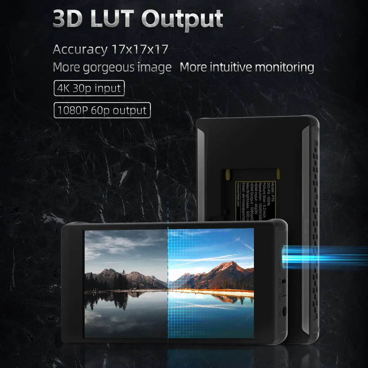 Фото Portkeys PT6 монитор 3D LUT 5,2-дюймовый растягивающийся сенсорный экран управления видеокамерой для зеркальной камеры прямая трансляция видео №5