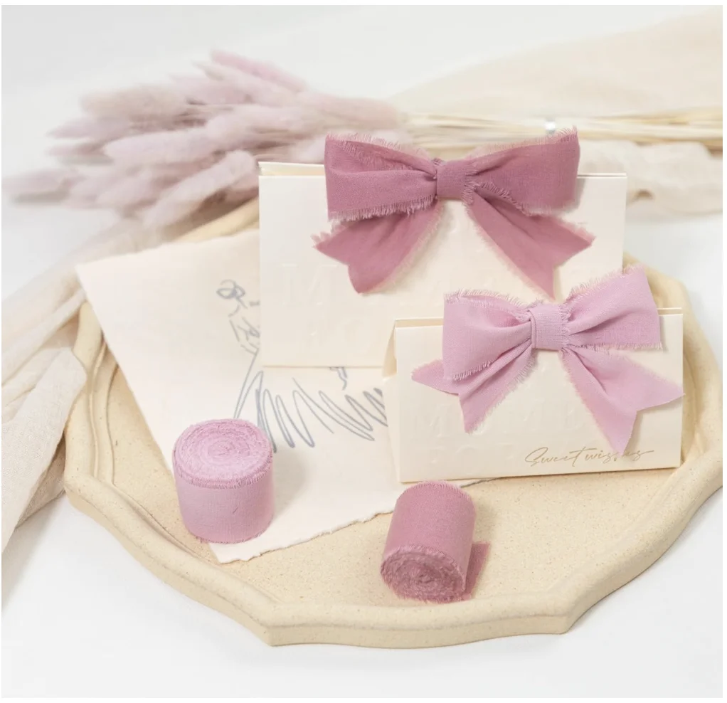 Розовая лента Dusty Rose 1-1/2 x 15 ярдов хлопковая ручной работы с потертостями и