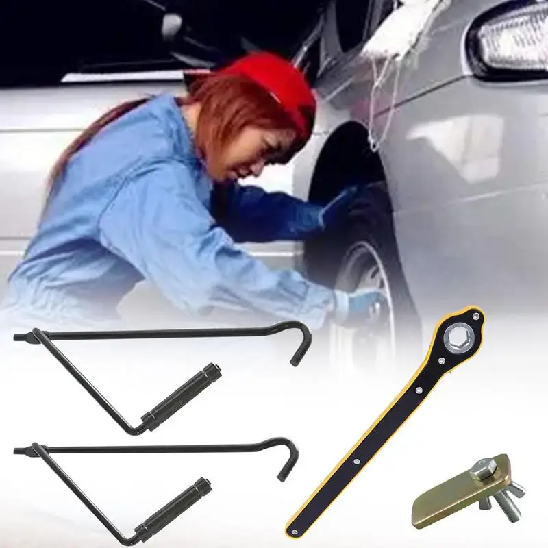 

Car Jack Wrenches Labor-saving Ratchet Wrench With Ergonomic Handle Scissor Jack Garage Tire Wheel Lug Wrench For Car Repairing