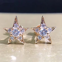 new trendy goldsilver plated star stud earrings for women shine white cz stone inlay fashion jewelry creative party gift