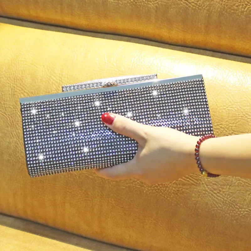 Diamond-inlaid clutch bag rhinestone party dress bag diamond dinner bag European and American fashion chain bag bridal bridesmai