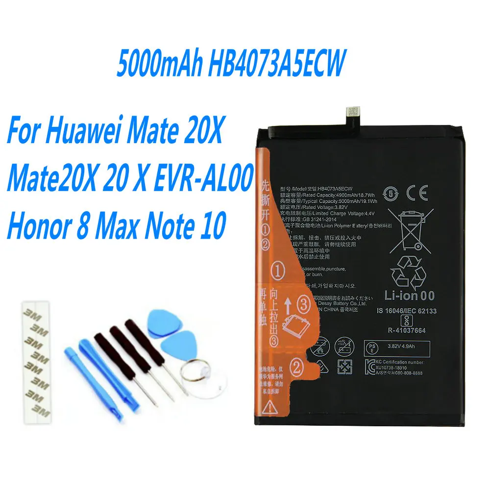 

Original 5000mAh HB4073A5ECW HB3973A5ECW Battery For Huawei Mate 20X Mate20X 20 X EVR-AL00 Honor 8 Max Note 10 Mobile Phone
