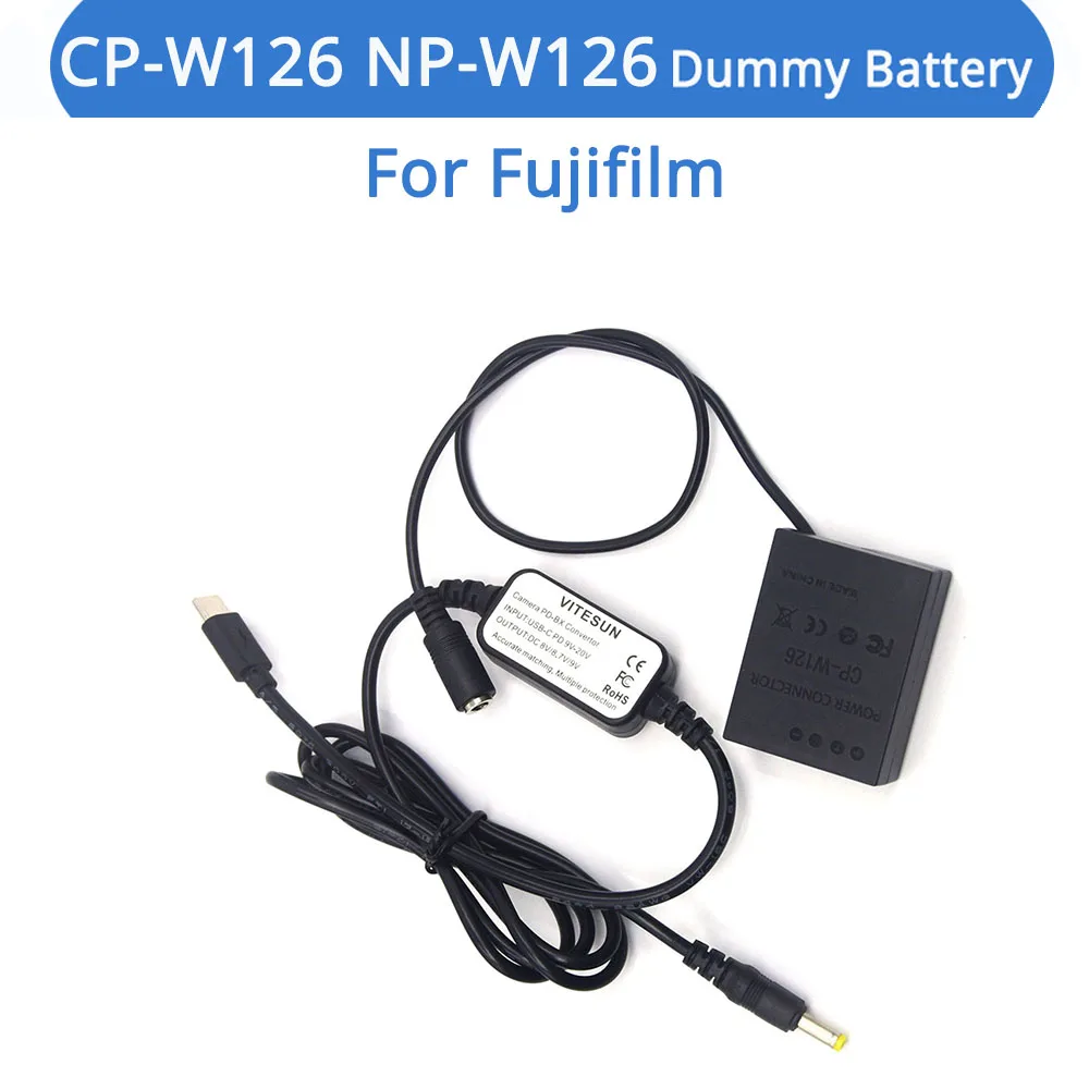 

USB Type C Cable Dummy Battery NP-W126 DC Coupler CP-W126 For Fujifilm X-A2 A3 X-E2s X-Pro2 T20 T10 X-T30 X-T1 T2 X-T3 E3 Camera
