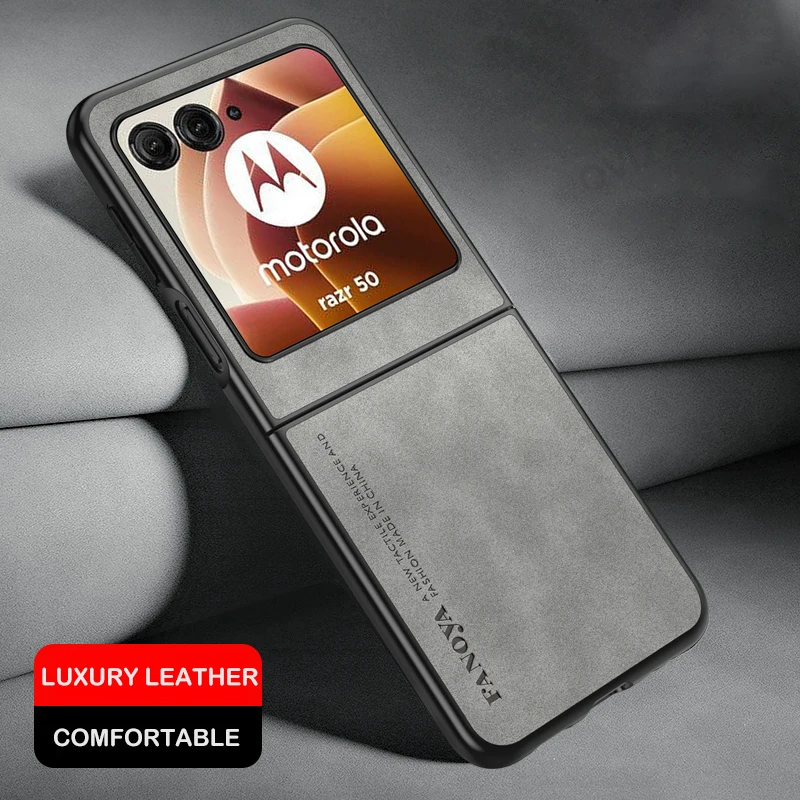Кожаный чехол для Motorola Razr 50 ультрароскошный складной Матовый ультратонкий
