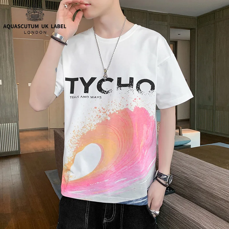 

Aquascutum 2022 ice new men's short sleeved T-shirt loose summer trend top