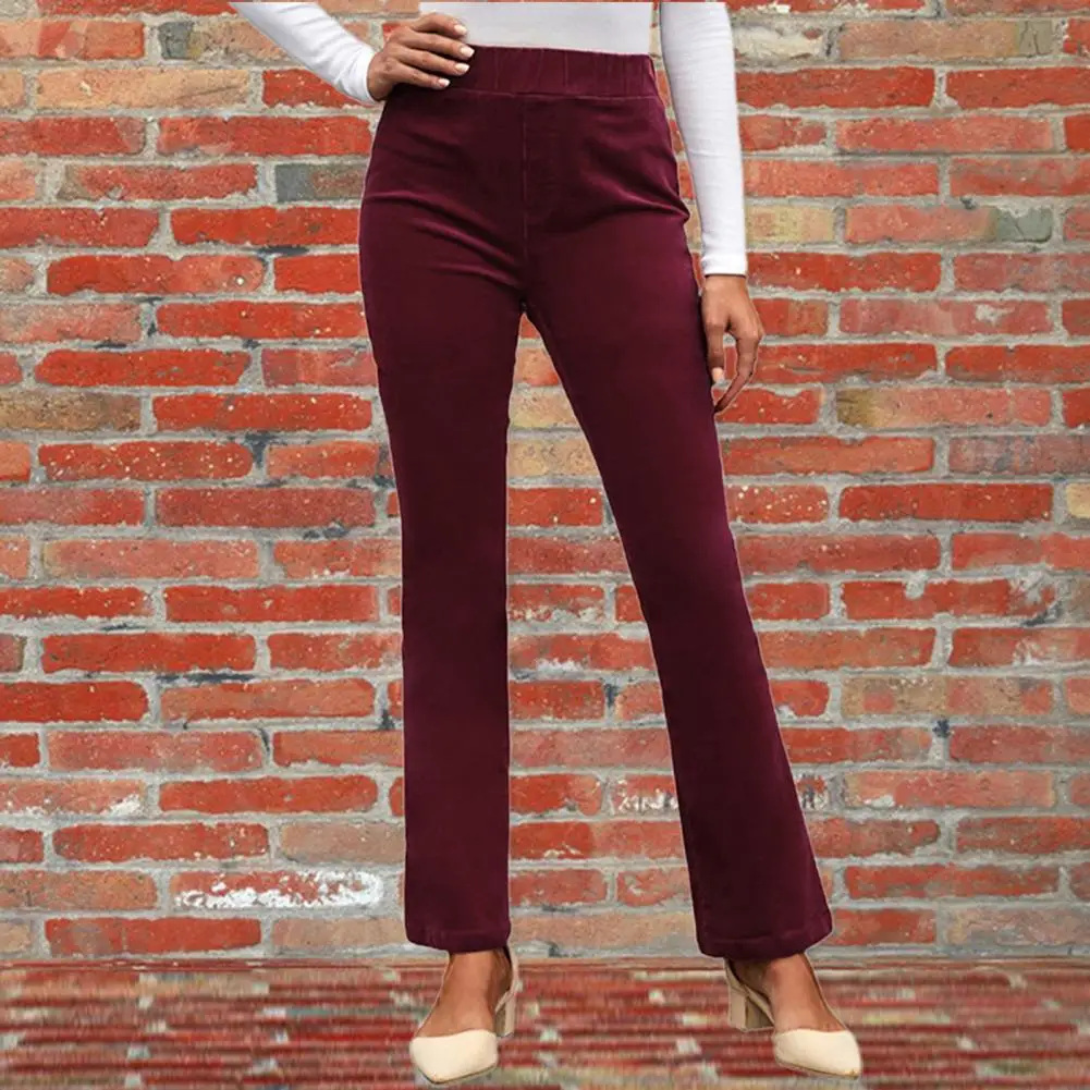Модные моющиеся осенне-зимние теплые женские расклешенные брюки для