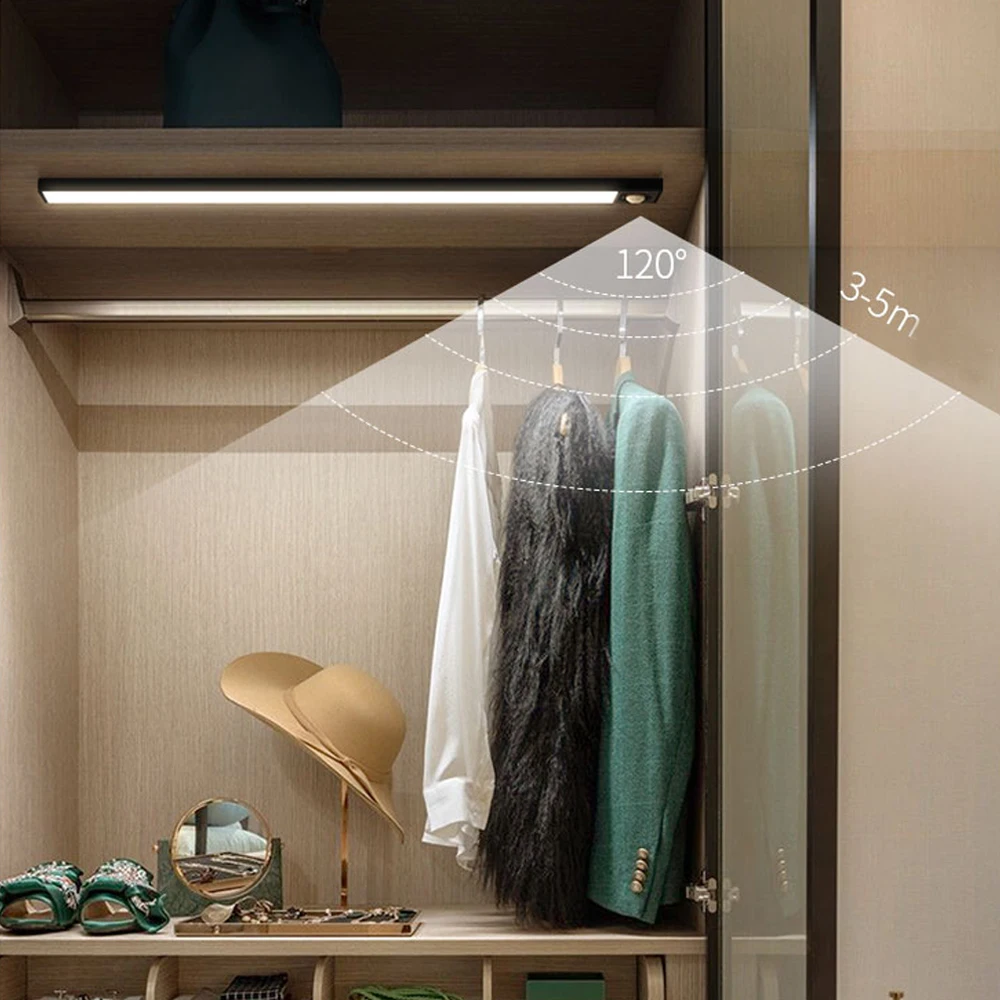 led induction night light motion sensor cabinet light ultra thin usb charging for kitchen reading wardrobe corridor lighting free global shipping