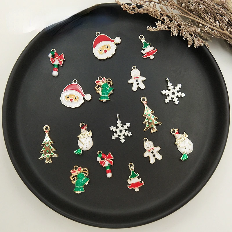 

10pcs/Lot Christmas Series Pendant Snowman Santa Christmas Tree Charms for Jewelry Making DIY Handmade Bracelet Necklace Finding