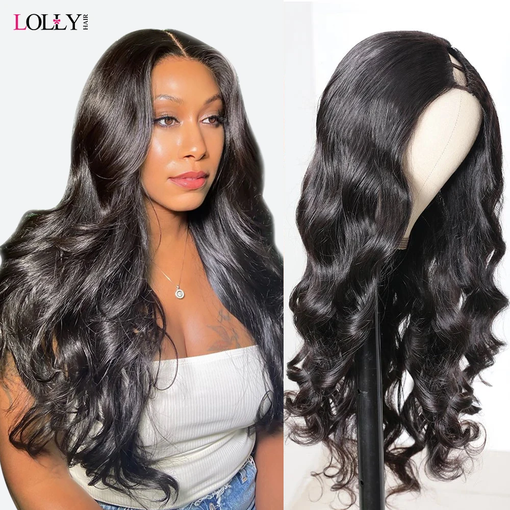 

Парики из натуральных волос Lolly Body Wave U Part, парики для женщин, бесклеевые парики с полной машинкой, 250 плотность, дешево, 2x, 4, 4, x, 4, U часть, насто...