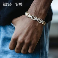 18k byzantine bracelet with box buckle high quality 10m aaa iced out cubic zirconia paved chain hip hop rock jewelry for gift