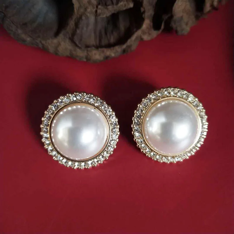 

Retro French Round Pearl Necklace Earrings Simple Banquet Female Collar Chain Bridal Wedding Dress Accessories