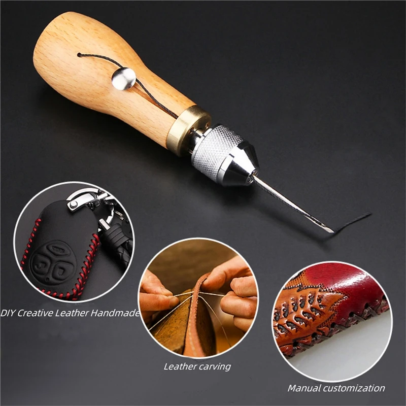 

DIY Leather Sewing Awl Thread Kit Leather Craft Stitching Shoemaker Canvas Repair Tool Manual Sewing Machine Speedy Stitcher