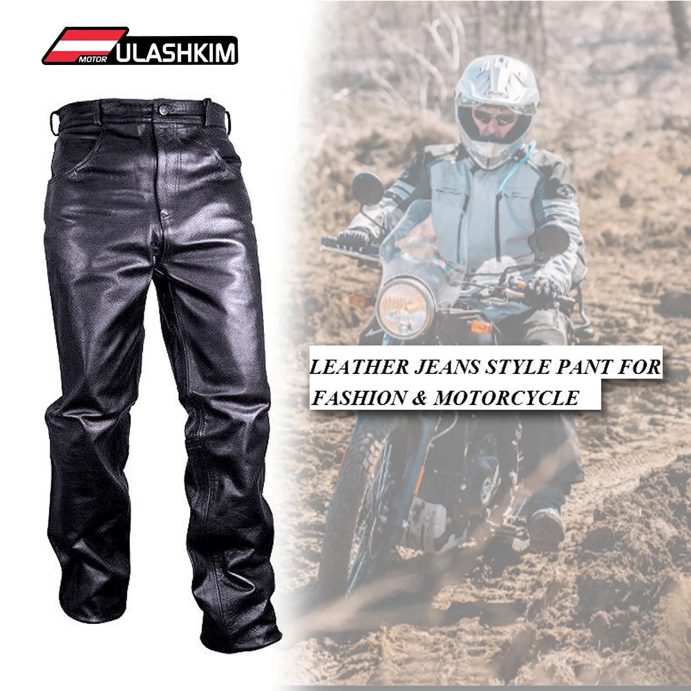 Leather Motorcycle Pants For Bikers Sports Real Cowhide Leather For Men Black 100% Genuine Leather Pants enlarge
