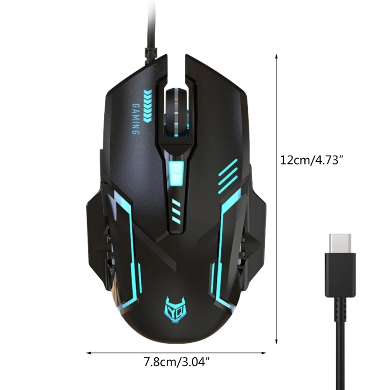 Мышь Type-C USB C Проводная игровая мышь 3600 точек на дюйм Регулируемая 6 кнопок с