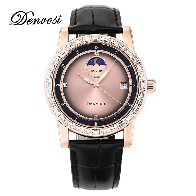 Fashion Retro Women's Calendar Zircon Sun Moon Star Luminous Watch Women's Watch