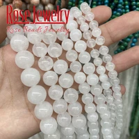 wholesale natural white jades chalcedony beads round loose spacer beads 4mm 14mm 15strand diy bracelet for jewelry making