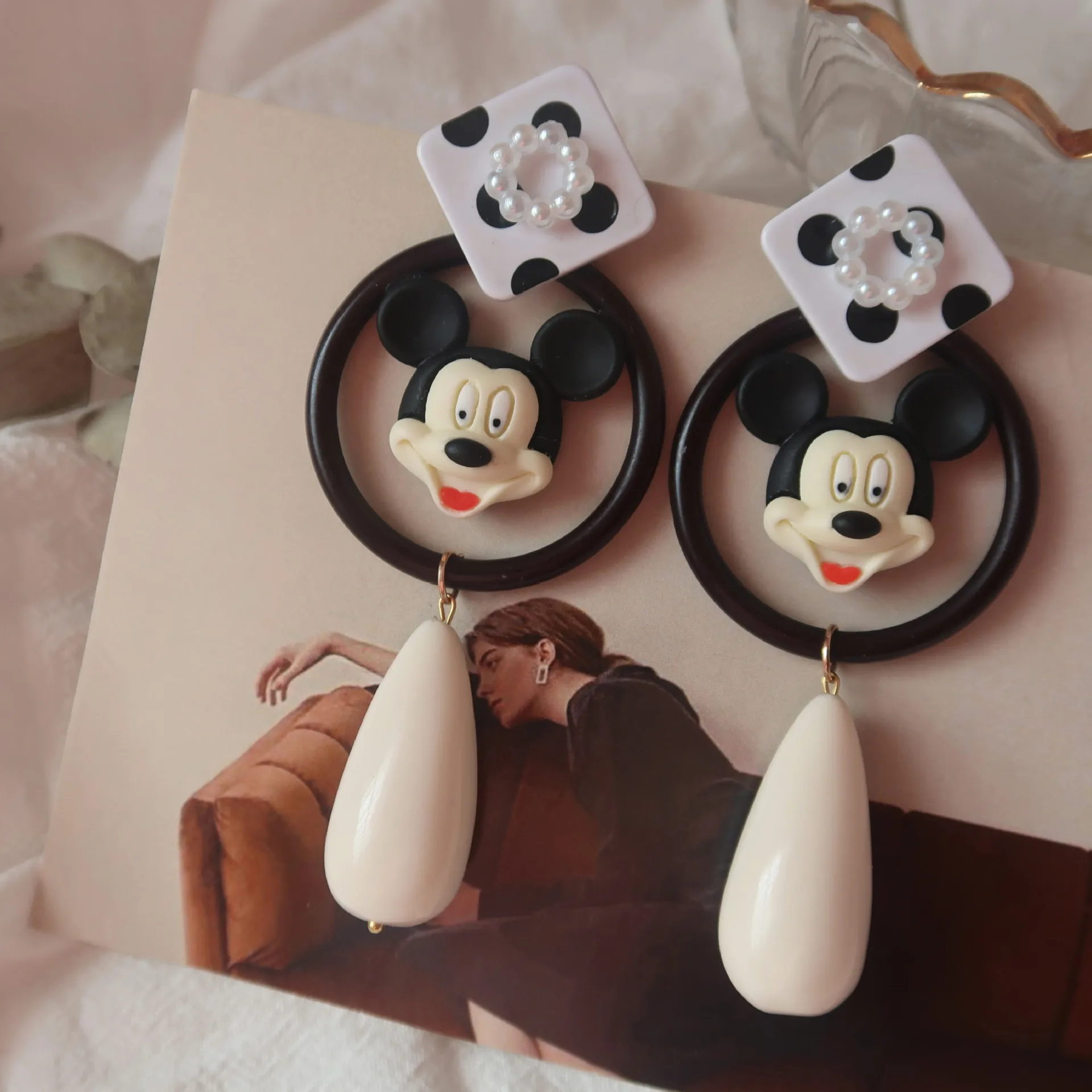 

Mickey Disney Cartoon Earrings Anime Jewelry Accessories Winnie The Pooh Earring Stud Mickey Mouse Ear Clip Girls Women Kid Gift