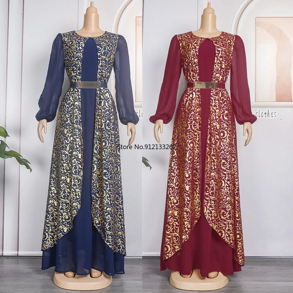 African Maxi Dresses For Women Abaya 2023 Dashiki Patchwork Pleated African Clothes Big Size Africa Clothing Christmas Robe