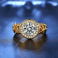 ofertas hot sale classic hollow gold color inlaid round white zircon crystal business male ring for men jewelry