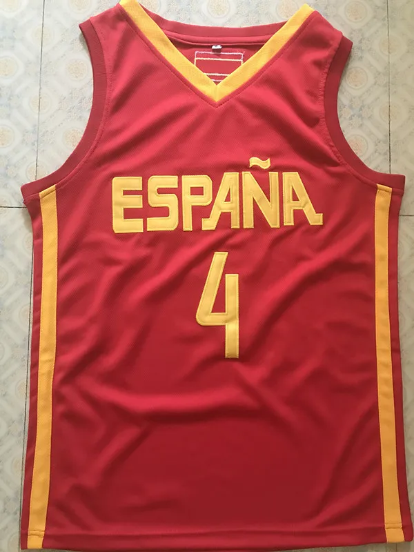 

Team Spain 4 Pau Gasol 79 Ricky Rubio basketball Jersey Embroidery Stitched Custom any Number and name Jerseys