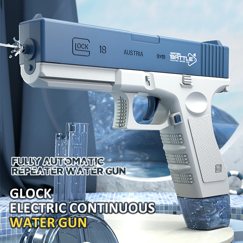 

New Water Gun Electric Glock Pistol Shooting Toy Full Automatic Summer Water Beach Toy For Kids Children Boys Girls Adults