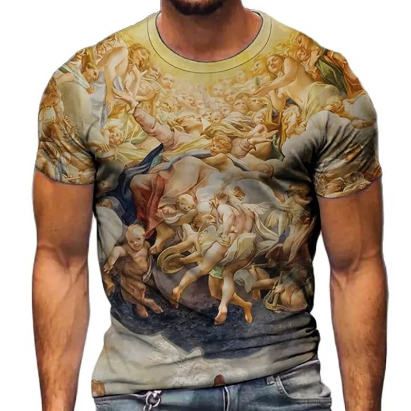 

2023 New Men Women Unisex Cute New Funny 3D Painting Print T-Shirts Summer Round Neck Short Sleeve Male Oversized Top Tees 6XL