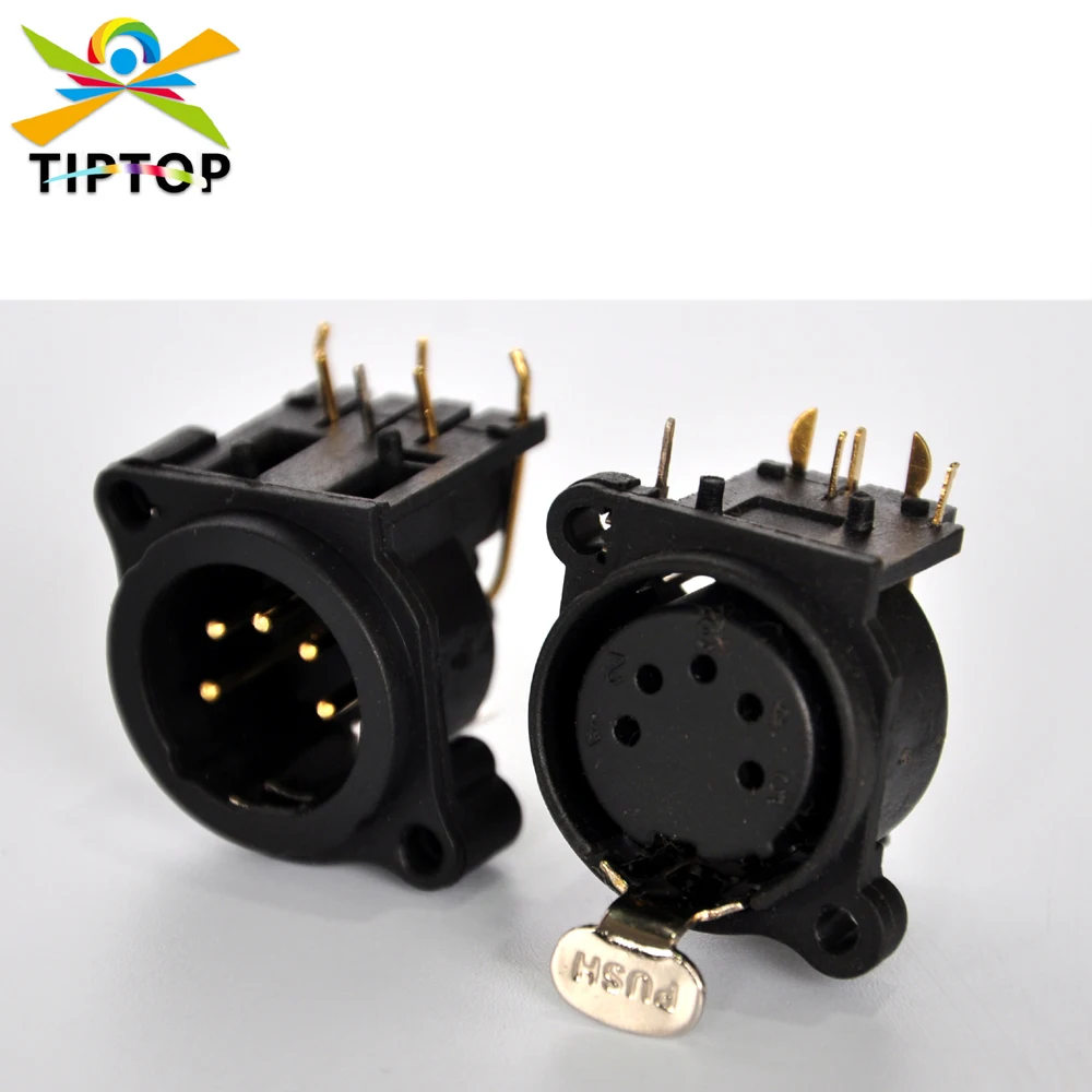 

TIPTOP TP-C03 5 PIN Позолоченный разъем DMX горизонтальный монтаж печатной платы защелка запираемый Бронзовый контакт цинковый литый корпус