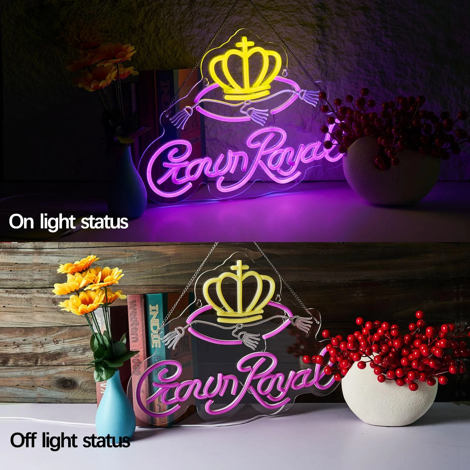 Неоновая вывеска Crown для бара Настенный декор Светильники пива знаки виски
