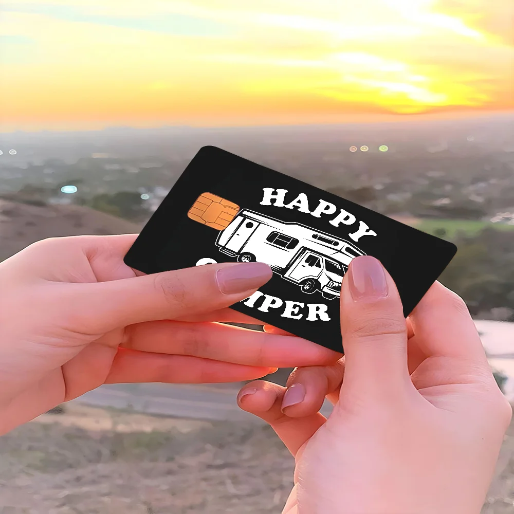 Счастливые кемперы наклейки на кожу кредитной карты для VISA банковского автобуса