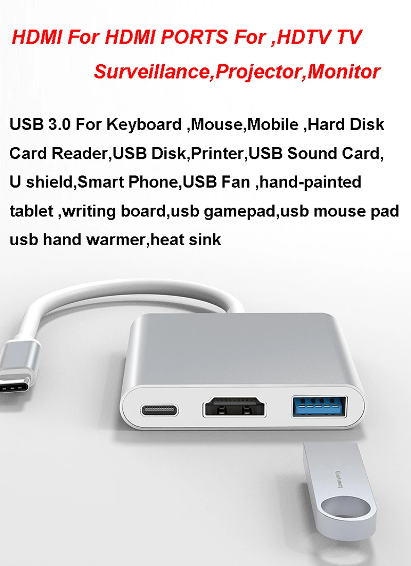 Najtaniej Typ C Na HDMI 4K USB 3.0 ładowarka USB 3.1 Kabel Hub Dla Mac Air Pro Huawei Samsung ładowarka Do Laptopa Projektor Wideo HDTV