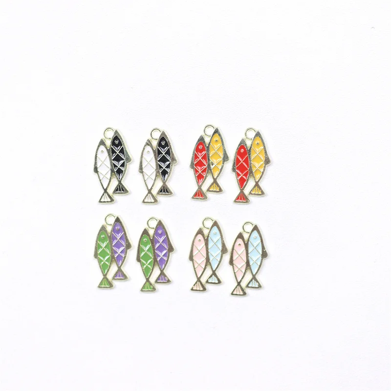 

10pcs New Unique Cute Two Colors Fish Pisces Charm For Jewelry Making DIY Necklaces Earrings Bracelets Key Chain Charms Supplies