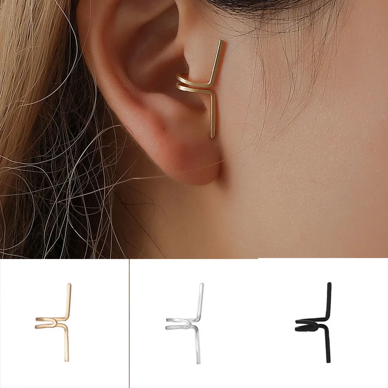 

1PC Alloy Double C Cartilage Earring Simple All-match U-shaped Ear Clip For Women Girls Solid Color Ear Clip Without Pierced
