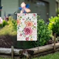 watercolor pink rose flower garden flag welcome home house flags double sided yard banner outdoor decor banner for outside house