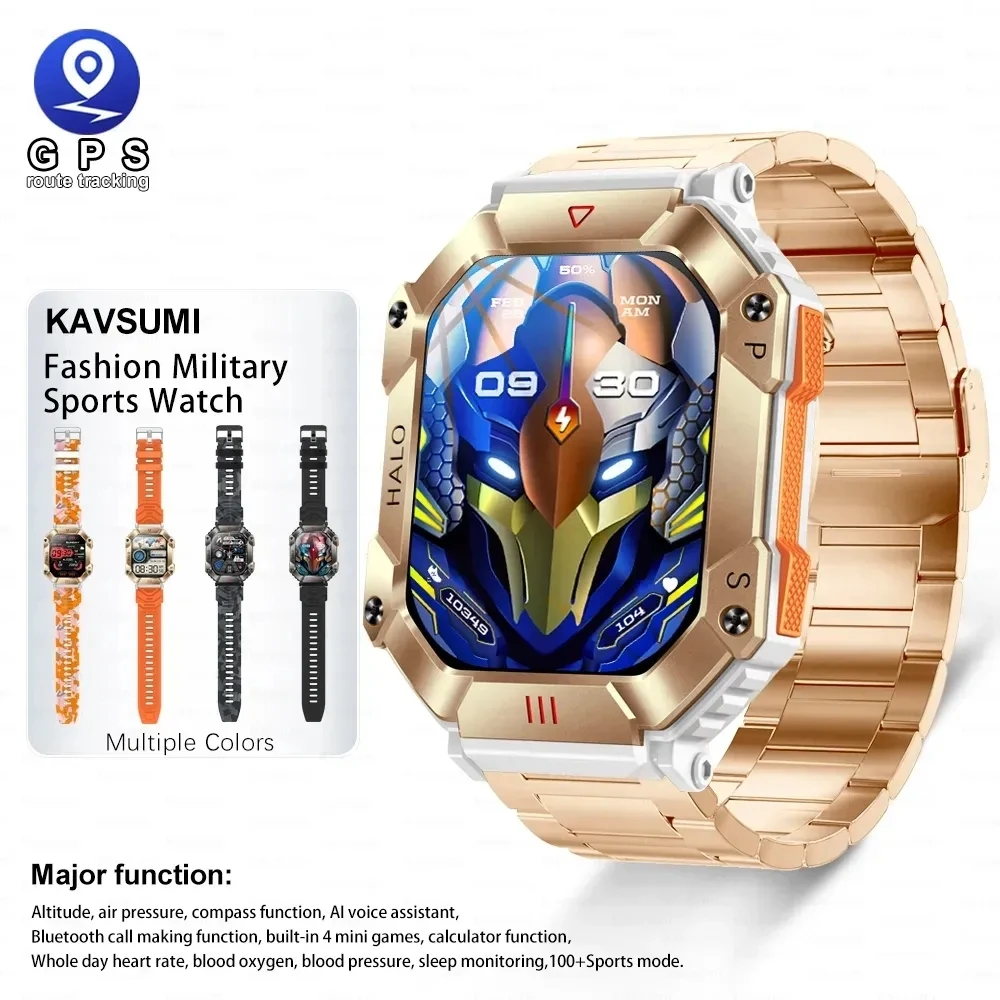 

2023 New Smart Watch Men Outdoor Compass GPS Sport Fitness Tracker Bluetooth Call Heart Rate IP67 Waterproof Military Smartwatch
