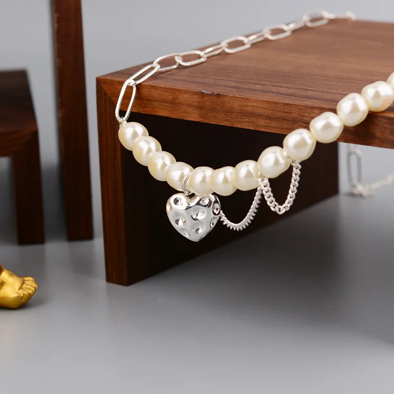 

Heart Pendants Pearl Love Necklace For Women Choker Neck Korean Fashion Luxury Designer Jewelry Offers With Free Shipping