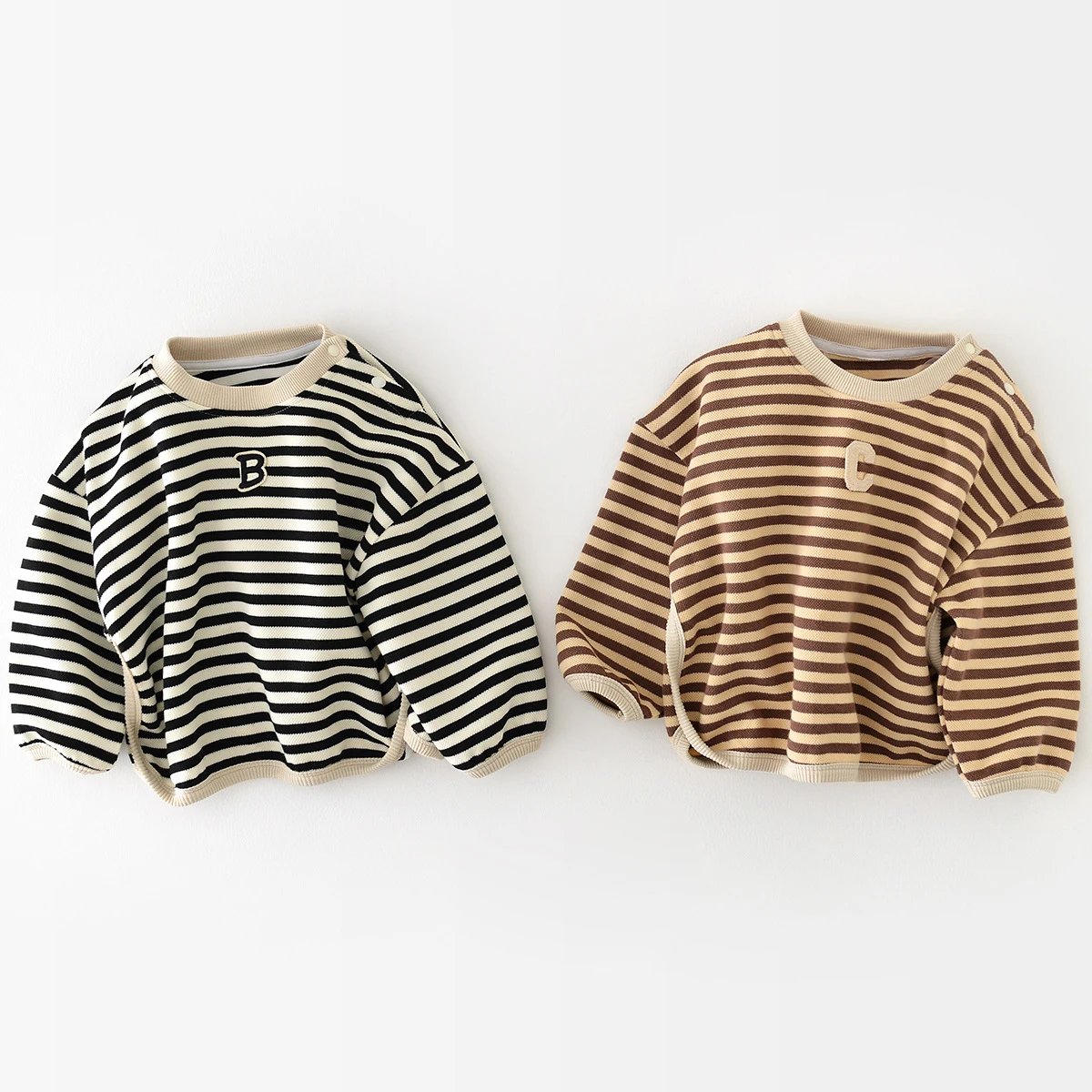 

Детский свитшот, осенние корейские детские толстовки, свободные топы в полоску с мультяшным рисунком для мальчиков и девочек, повседневная детская одежда с длинным рукавом