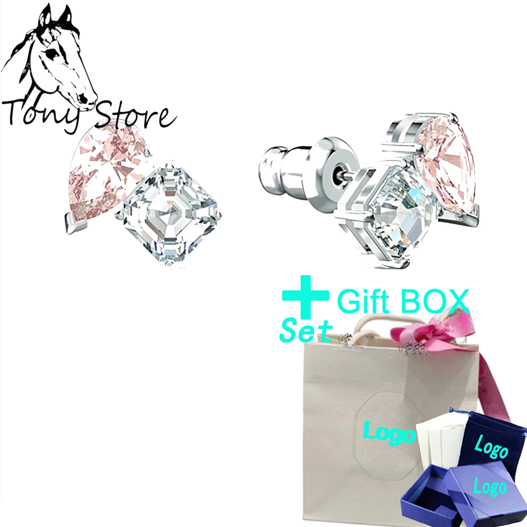 

SWA New 2023 Fashion Jewelry Louison Stud Pierced EarringS Exquisite Crystal Decoration Girlfriend's Romantic Luxury Gift Box