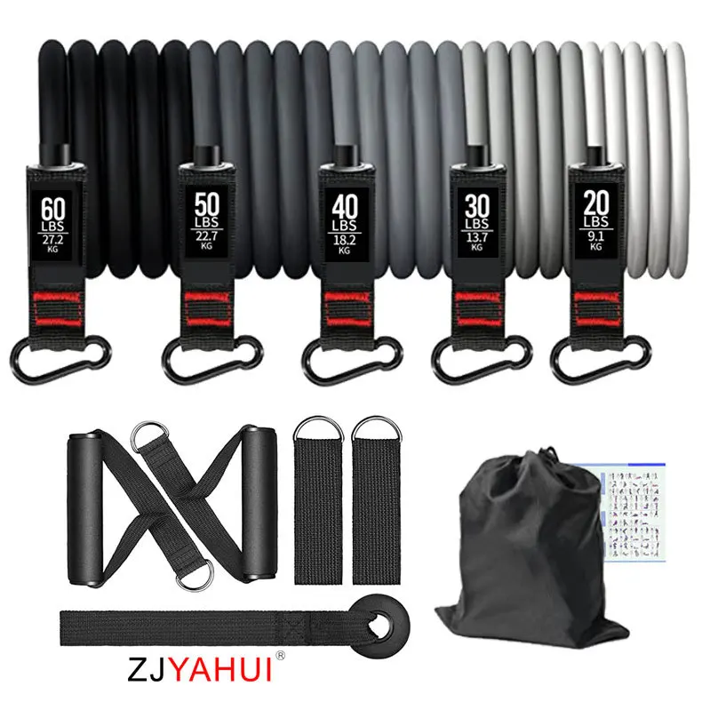 

11 Piece Set of 150 Pound Tensioner Latex Resistance Belt Rubber Tension Rope Chest Muscle Training Fitness