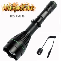 uniquefire 1508 50mm xml t6 led flashlight torch 1 mode zoomable rechargeable lantern lamp for camping fishingrat tail