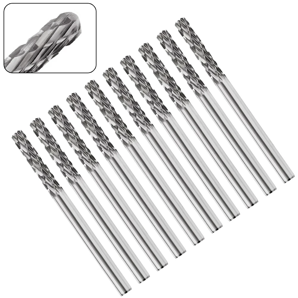 10pcs 3mm Shank Double Rotary Burr Cut Tungsten Carbide Rotary Burr Sets For Cast Iron Copper Carbon Steel Abrasive Tools