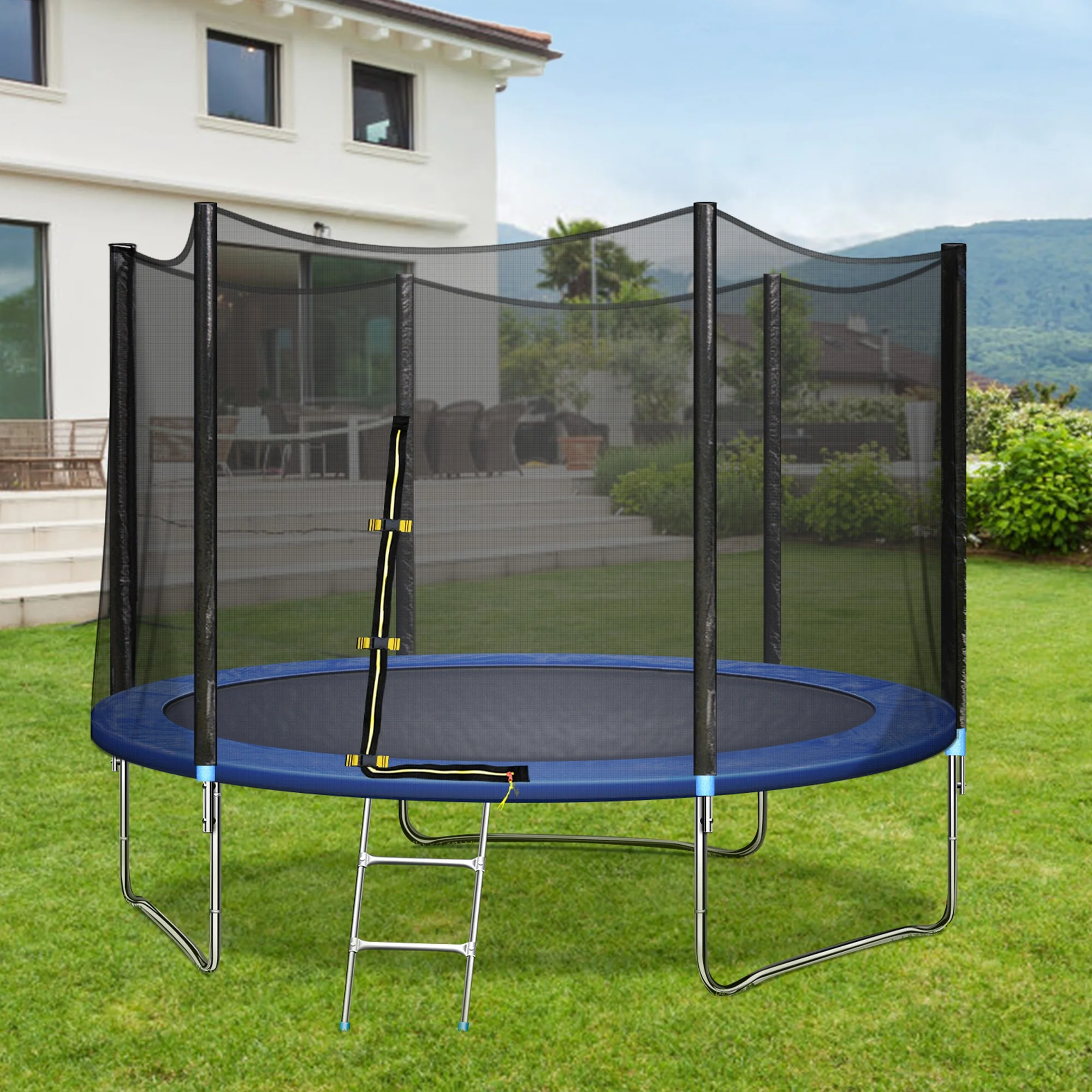 

Home Sport Fitness 10FT With L-zipper Kids Trampoline With Safety Enclosure Net For Kids With Water Sprinkler Fitness Trampoline