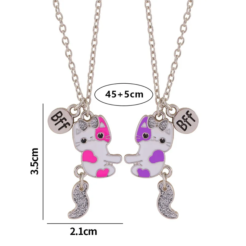 Luoluo &amp baby 2 шт./компл. милый мультяшный Кот форма кулон цепь лучшие друзья ожерелье