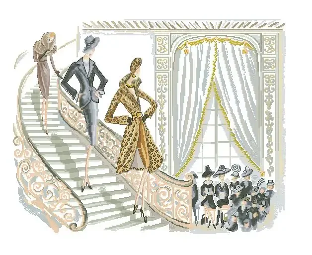 Amishop Золотая коллекция Набор для вышивки крестом Модный показ Дамы Женщины Время