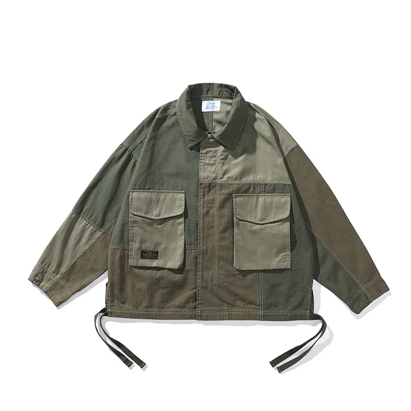 Men Clothing 2022 Men Japan Streetwear Fashion Loose Casual Vintage Big Pocket Tooling Jacket Overcoat Male Korean Cargo Coat