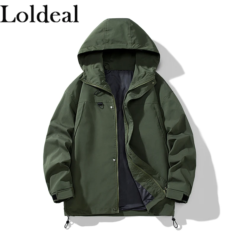 

Men's Waterproof Rain Jacket Lightweight Hooded Spring Fall Raincoat for Hiking Travel Outdoor