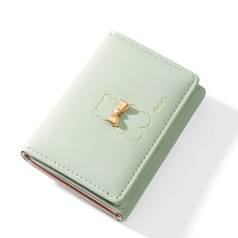 

Cute Bear Short Wallet for Women PU Leather Girls Coin Purse Key Wallet for Female Daily Clutch Purses