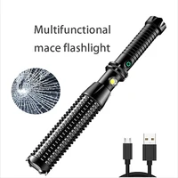 mace baseball led electric torch tactical flashlight 18650 rechargeable retractable stick self defense police patrol flashlight