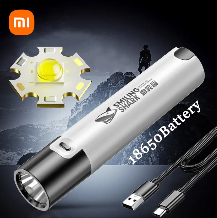 

Мощный светодиодный фонарик XIAOMI, суперъяркий портативный фонарик с зарядкой от USB и аккумулятором 18650, уличный тактический фонарик для кемп...